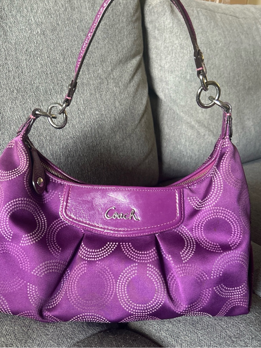 Vintage Coach Ashley Dotted Purple Hobo Bag F20031 Y2K Purse Monogram Logo